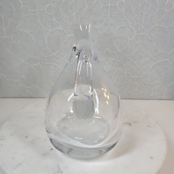 Vintage Crystal Wine Decanter 12" Clear Slanted Aerator Pitcher Handle Heavy - Picture 8 of 9